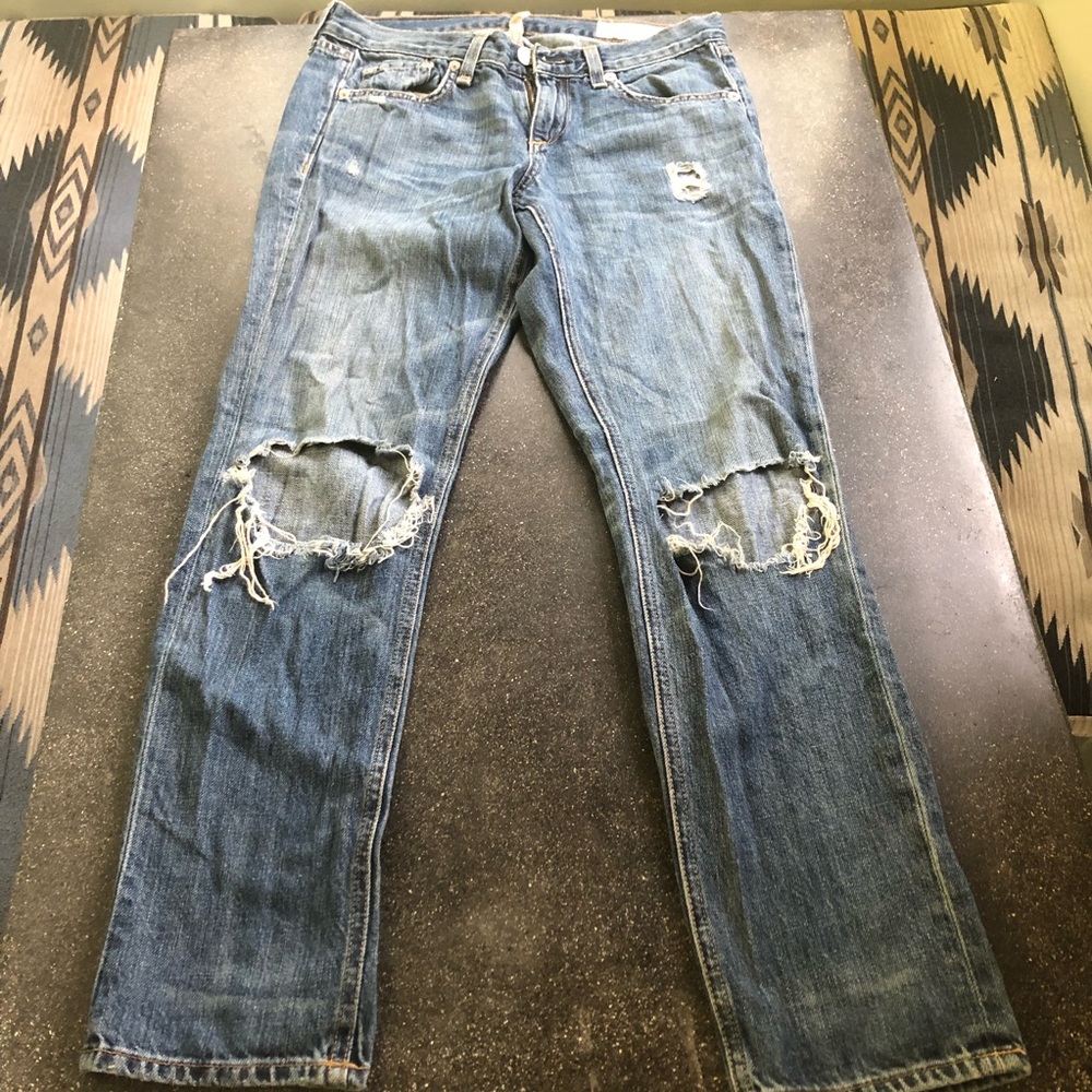 Rag and bone distressed boyfriend crop jean
